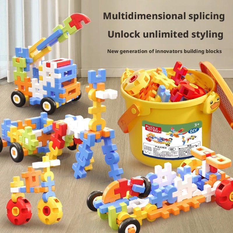 Kids Building Blocks Soft Plastic Large Particle Educational Toy Gift Set - Image 1