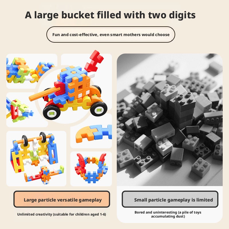 Kids Building Blocks Soft Plastic Large Particle Educational Toy Gift Set - Image 4