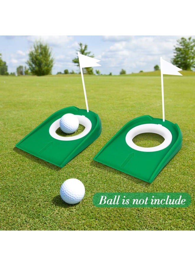 Eaezerav 2 Pack Golf Hole Plastic Golf Practice Putting Cup Mat with Hole and Flag Portable Putting Trainer, Golf Training Equipment for Indoor Outdoor Home Office Garage Yard - Image 3