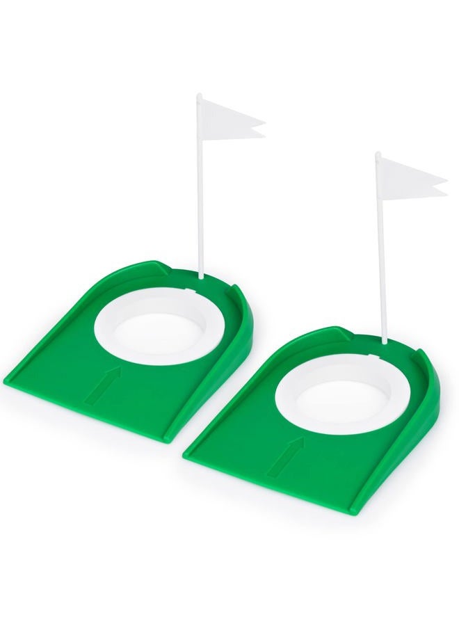 Eaezerav 2 Pack Golf Hole Plastic Golf Practice Putting Cup Mat with Hole and Flag Portable Putting Trainer, Golf Training Equipment for Indoor Outdoor Home Office Garage Yard - Image 1