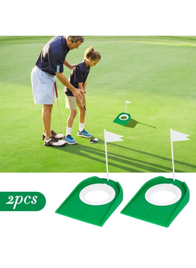 Eaezerav 2 Pack Golf Hole Plastic Golf Practice Putting Cup Mat with Hole and Flag Portable Putting Trainer, Golf Training Equipment for Indoor Outdoor Home Office Garage Yard - Image 4