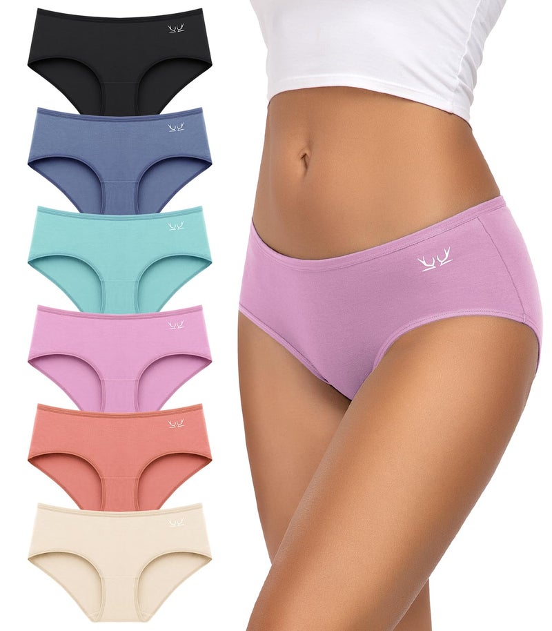TANSTC Cotton Underwear for Women Low Waist Hipster Panties Full Coverage Stretch Briefs Soft Breathable Panties 6 Pack - Image 1