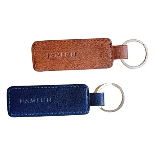 HAMELIN Keychain for Bike/Car-Set of 2 | Blue Croc & Tan Croc Design | Stylish Keychain Set For Men & Women | Stainless Steel Key Ring | Vegan Leather Key chain | Ideal Gift For Couples - Image 1
