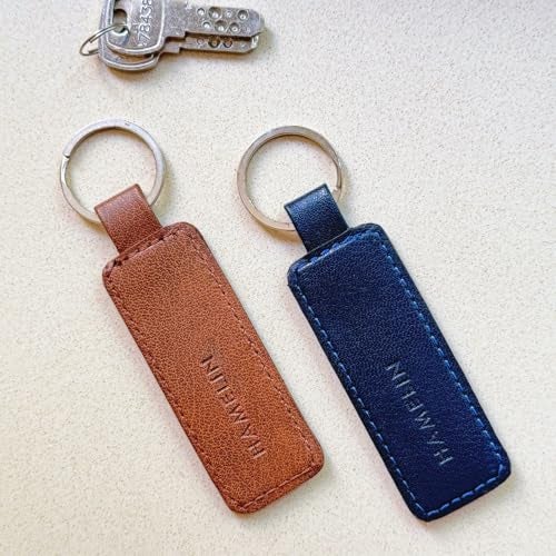 HAMELIN Keychain for Bike/Car-Set of 2 | Blue Croc & Tan Croc Design | Stylish Keychain Set For Men & Women | Stainless Steel Key Ring | Vegan Leather Key chain | Ideal Gift For Couples - Image 3