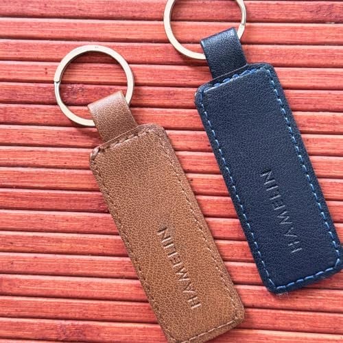 HAMELIN Keychain for Bike/Car-Set of 2 | Blue Croc & Tan Croc Design | Stylish Keychain Set For Men & Women | Stainless Steel Key Ring | Vegan Leather Key chain | Ideal Gift For Couples - Image 2