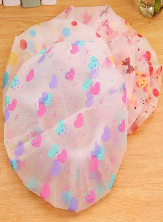 FICTIOUS Reusable Waterproof Shower Cap for Women & Men - EVA Material, Free-Size Elastic Hair Cap for Bath, Hair Dye, Mehendi, Spa & Salon Use, Ideal for Home & Travel (Multi Design & Color) (Pack of 6) - Image 4