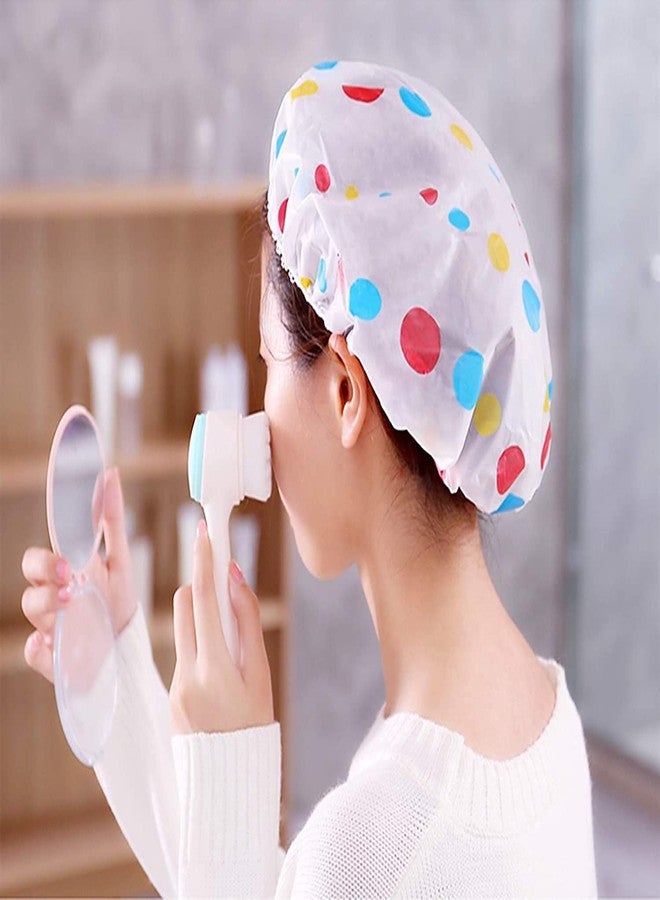 FICTIOUS Reusable Waterproof Shower Cap for Women & Men - EVA Material, Free-Size Elastic Hair Cap for Bath, Hair Dye, Mehendi, Spa & Salon Use, Ideal for Home & Travel (Multi Design & Color) (Pack of 6) - Image 5