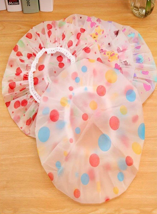 FICTIOUS Reusable Waterproof Shower Cap for Women & Men - EVA Material, Free-Size Elastic Hair Cap for Bath, Hair Dye, Mehendi, Spa & Salon Use, Ideal for Home & Travel (Multi Design & Color) (Pack of 6) - Image 2