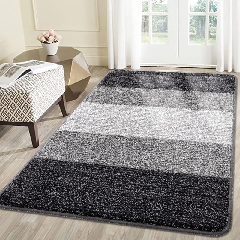 Kitinjoy Indoor Outdoor Door Mat 59x36 NonSlip Absorbent Dirt Trapper LowProfile Washable Inside Entrance Front Floor Mat Sturdy Soft Entry Doormats for Entryway Grey