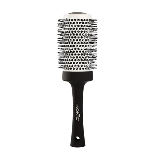 Ikonic Professional Blow Dry Hair Brush with Ionic Techonology for Frizz-Free Styling, Curling, Volumizing & Waves for Women & Men, All Hair Types, Salon & Personal Use - BDB 52 BLACK + WHITE - Image 1