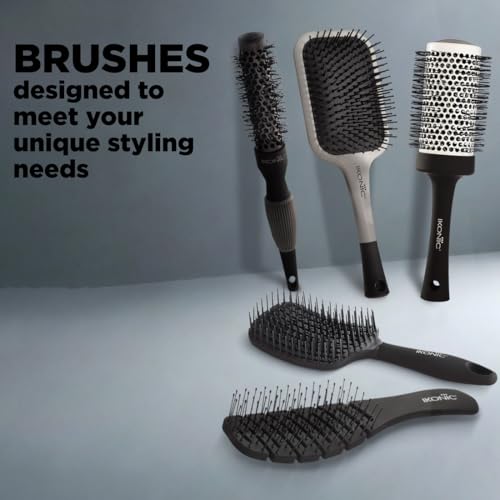 Ikonic Professional Blow Dry Hair Brush with Ionic Techonology for Frizz-Free Styling, Curling, Volumizing & Waves for Women & Men, All Hair Types, Salon & Personal Use - BDB 52 BLACK + WHITE - Image 5