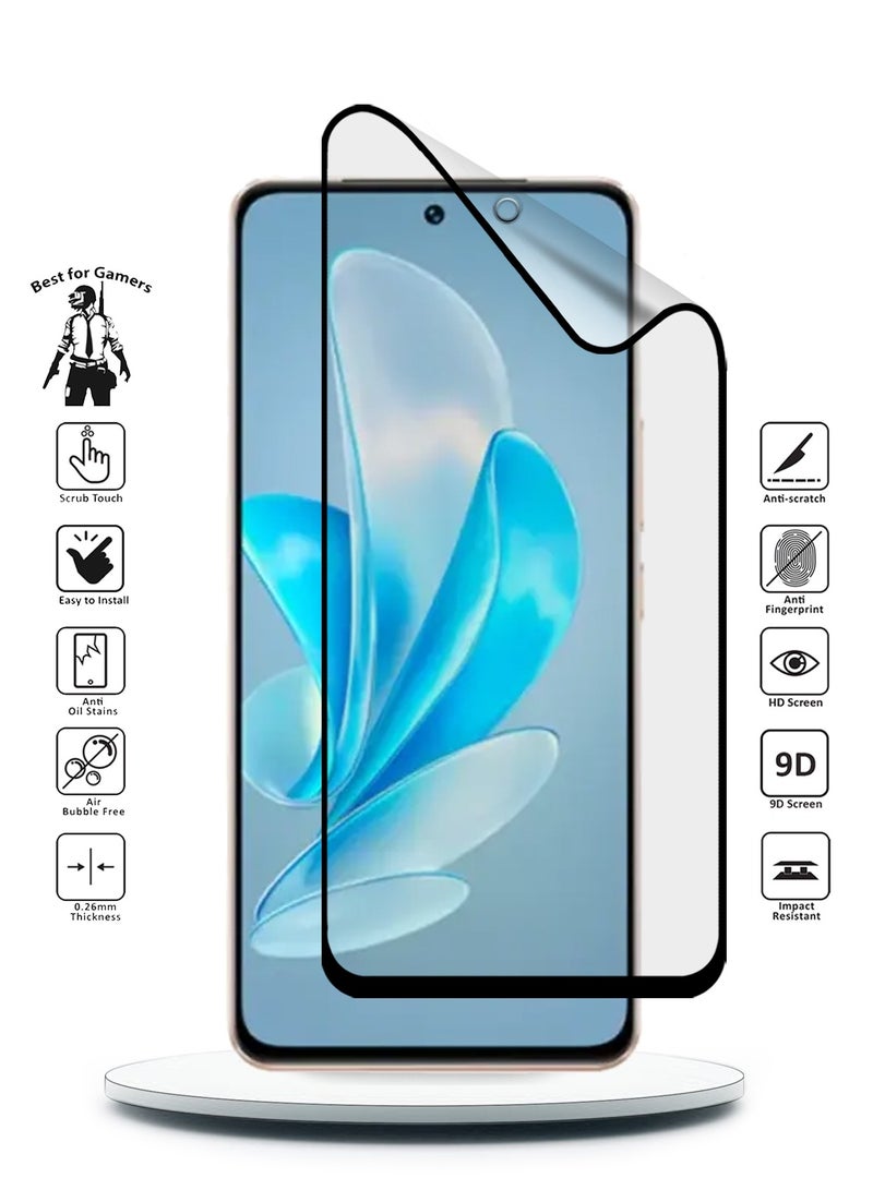 Wtech Vivo V30 Lite 5G 2023 Nano Ceramic Full Glue Full Cover Matte Flexible Screen Protector  (MSCNMN) - Clear/Black - Image 2