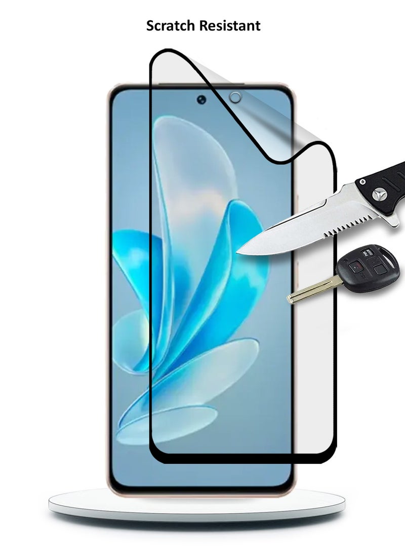 Wtech Vivo V30 Lite 5G 2023 Nano Ceramic Full Glue Full Cover Matte Flexible Screen Protector  (MSCNMN) - Clear/Black - Image 4