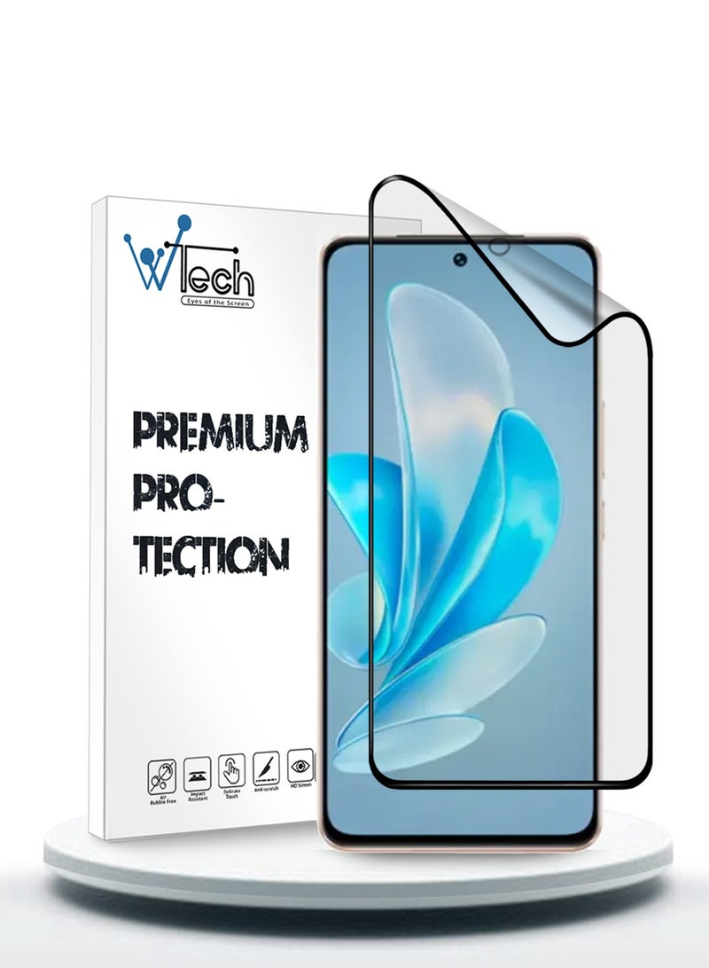 Wtech Vivo V30 Lite 5G 2023 Nano Ceramic Full Glue Full Cover Matte Flexible Screen Protector  (MSCNMN) - Clear/Black - Image 1