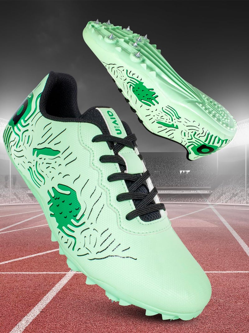 Aivin Maze Runner Athletic Spikes Track & Field Shoes for Men | Sprint Spikes | Outdoor Running Shoes | Track and Field Shoes (P. Green, UK Footwear Size System, Adult, Men, Numeric, Medium, 7) - Image 2