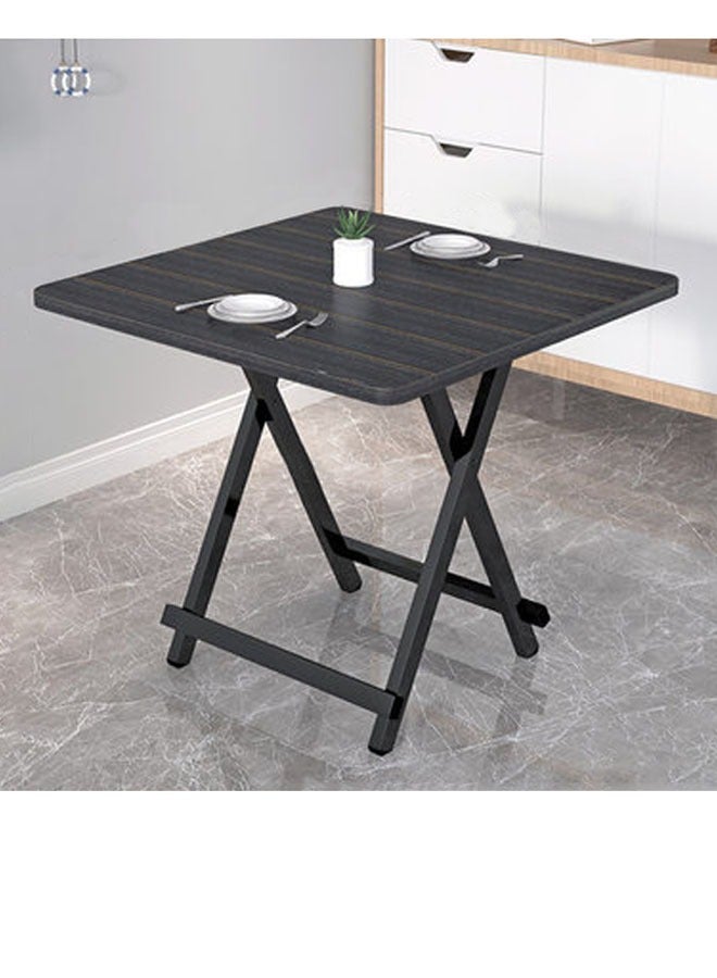 Generic Folding Table Foldable Camping Table Outdoor Picnic Table Dinner Folding Table with Wooden Top and Metal Frame for Camping Game Party Home Backyard BBQ 60*60*75CM (Black) - Image 1