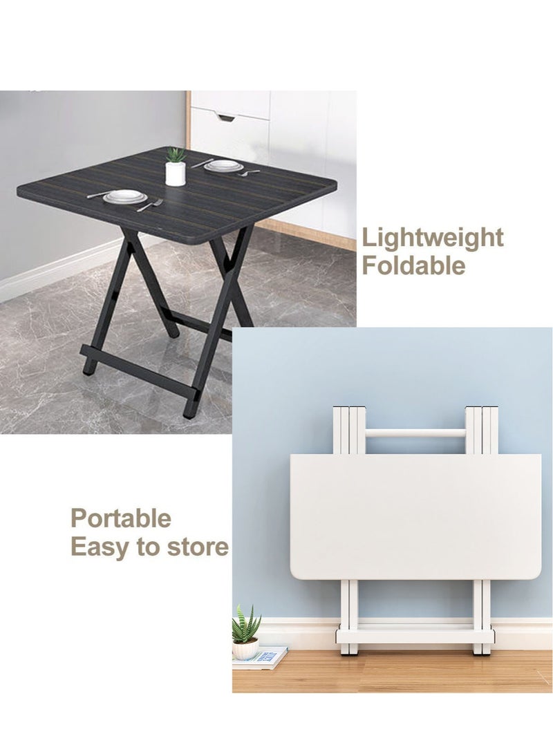 Generic Folding Table Foldable Camping Table Outdoor Picnic Table Dinner Folding Table with Wooden Top and Metal Frame for Camping Game Party Home Backyard BBQ 60*60*75CM (Black) - Image 2
