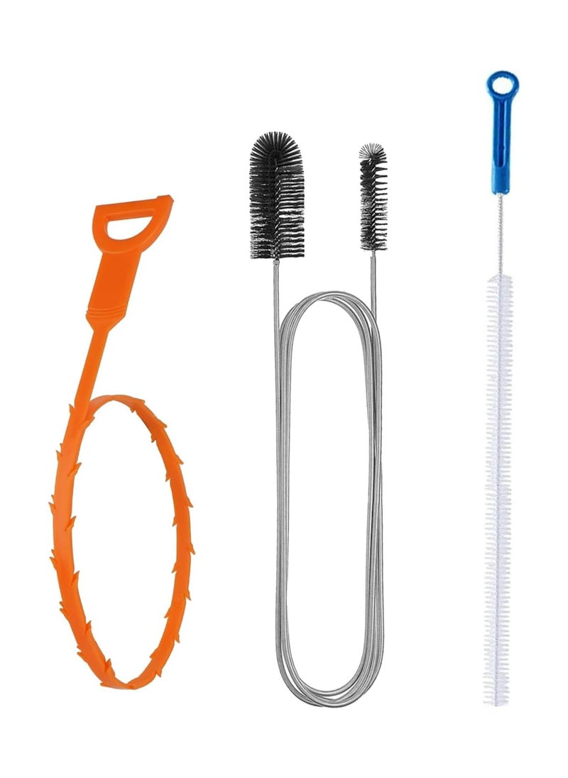 Oasisgalore 3 PCS Drain Unblocker Tool Set – Double-Ended Pipe Cleaner and Hair Clog Remover  - Image 1