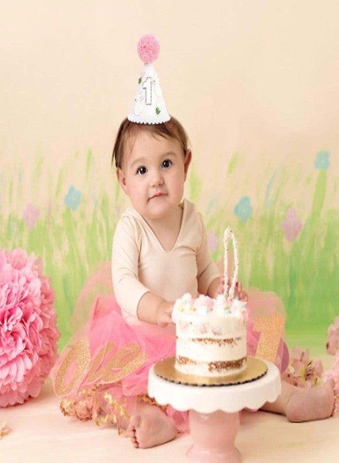 Agkvw Bunny 1st Birthday Hat for Girls - Some Bunny Is One Birthday Decorations, Spring 1st Bday Party Hat, Rabbit and Floral First Bday Crown - Image 5