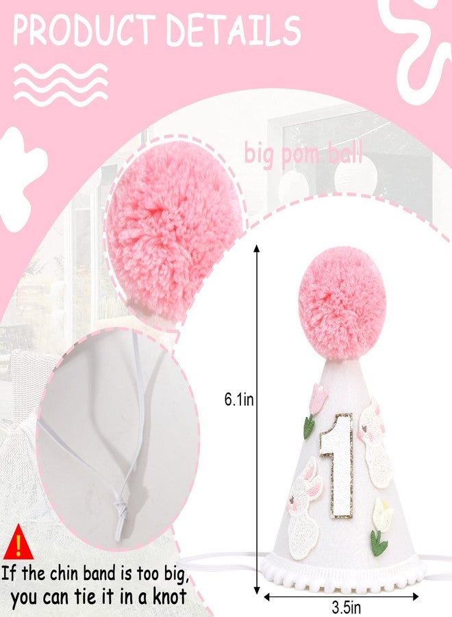 Agkvw Bunny 1st Birthday Hat for Girls - Some Bunny Is One Birthday Decorations, Spring 1st Bday Party Hat, Rabbit and Floral First Bday Crown - Image 2
