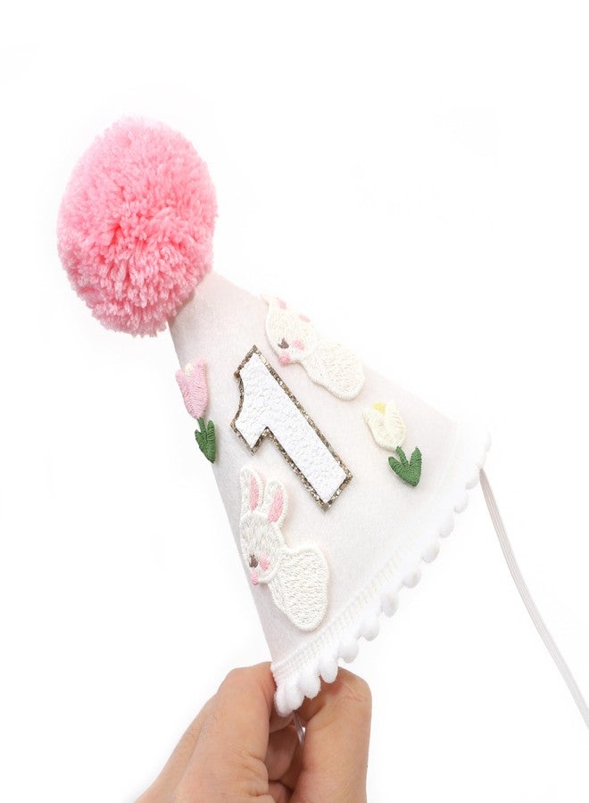 Agkvw Bunny 1st Birthday Hat for Girls - Some Bunny Is One Birthday Decorations, Spring 1st Bday Party Hat, Rabbit and Floral First Bday Crown - Image 4