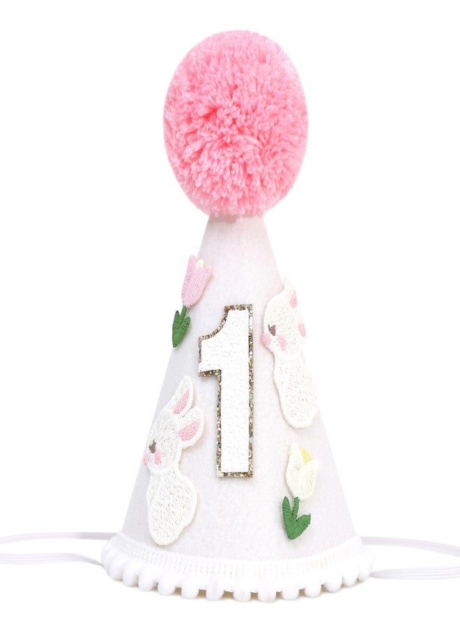 Agkvw Bunny 1st Birthday Hat for Girls - Some Bunny Is One Birthday Decorations, Spring 1st Bday Party Hat, Rabbit and Floral First Bday Crown - Image 1