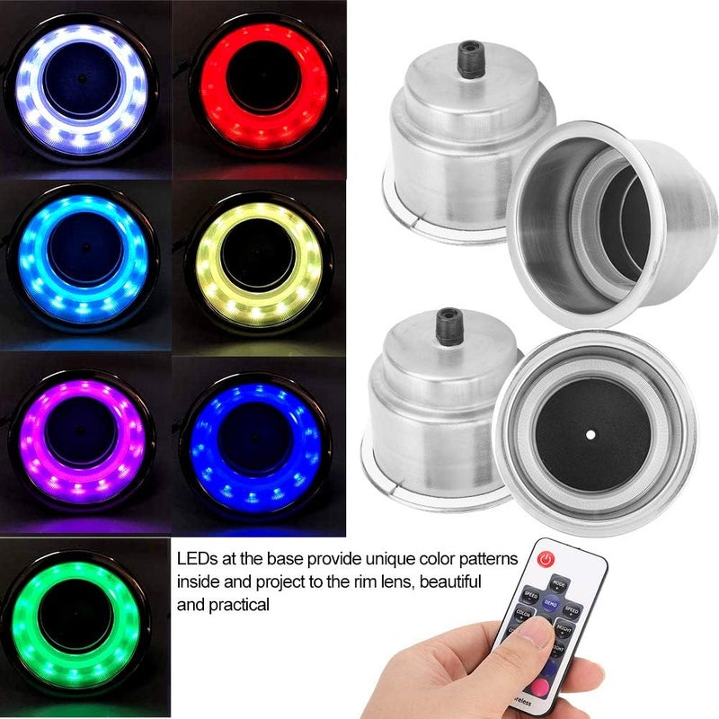 حاملات أكواب من الفولاذ المقاوم للصدأ 304 من Sorandy، مكونة من 4 قطع، مقاومة للماء، بتقنية LED RGB، مزودة بجهاز تحكم عن بعد وتصميم مانع للانزلاق، مناسبة للاستخدام على القوارب البحرية، السيارات المتنقلة، الشاحنات، والسيارات لحمل المشروبات. - Image 3