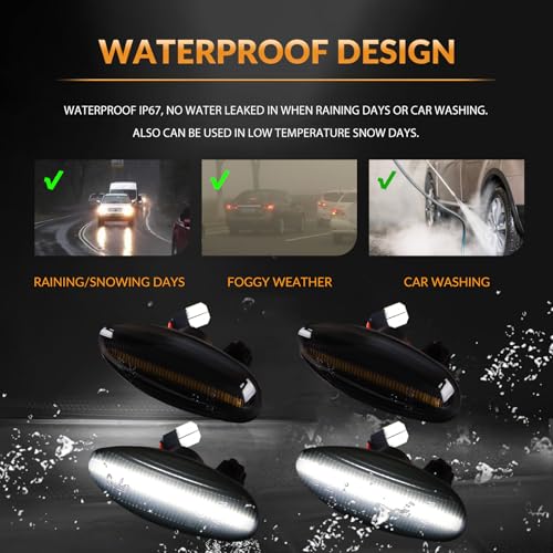 DERMOKA LED Dually Bed Fender Side Marker Lights For 2001-2014 Chevy Silverado GMC Sierra 2500HD 3500HD Smoked Len (White Led) - Image 5