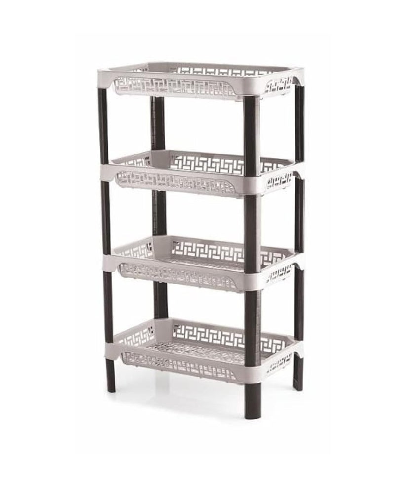 Moltres Organiser 4 Rack 4 Tier Plastic MultiPurpose Kitchen Storage Basket Fruit and Vegetable Rack 4 Tier Rack Grey - Image 3