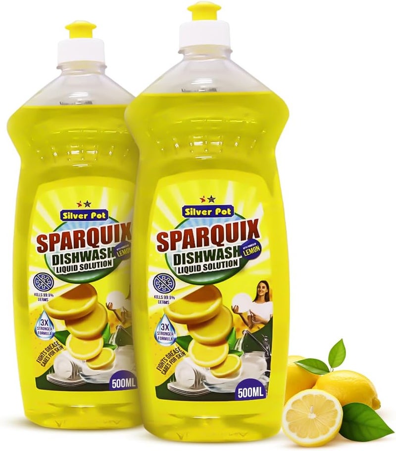 Silver Pot Lemon Dishwashing Liquid (Pack of 2) 500ml - Image 1