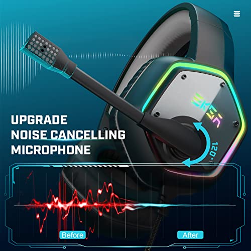 EKSA E1000 USB Gaming Headset for PC, Computer Headphones with Microphone/Mic Noise Cancelling, 7.1 Surround Sound, RGB Light - Wired Headphones for PS4, PS5 Console, Laptop, Call Center - Image 3