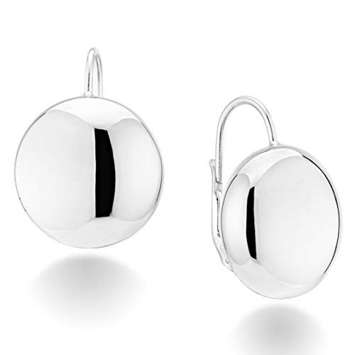 Miabella 925 Sterling Silver Italian High Polished Round Dome Button Bead Ball Statement Leverback Earrings for Women, Made in Italy (12mm) - Image 4
