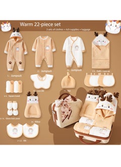 XiuWoo 22 PCS Newborn Baby Gifts Set,Layette Gift for Girl Boys, Infant Essential Clothes Accessories, Premium Cotton Babies' Pant and Top Sets, with Beautifully Suitcase and Prints,66cm for 3-6 Month Babys  - Image 2