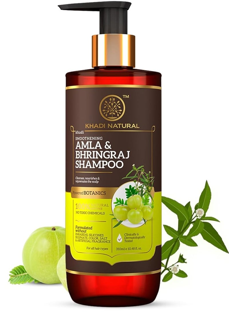 Khadi Natural Khadi Natural Amla and Bhringraj Shampoo Hair Cleanser for Nourishing Hair Shampoo for Smooth and Soft Hair SLS and Paraben Free Suitable for All Hair Types Powered Botanics 310ml  - Image 1