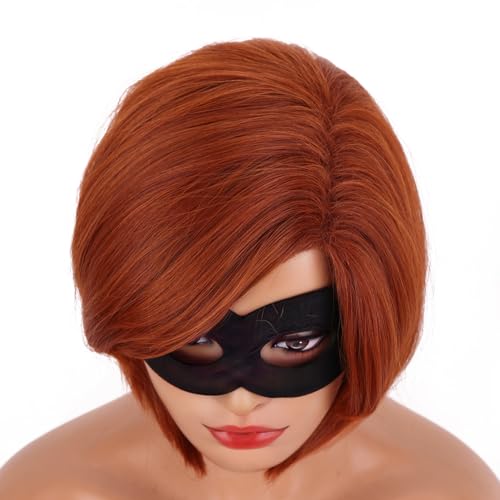 BERON Women Girls Short Bob Straight Dark Orange Wig Halloween Cosplay Wig Anime Costume Party Wigs - Image 5