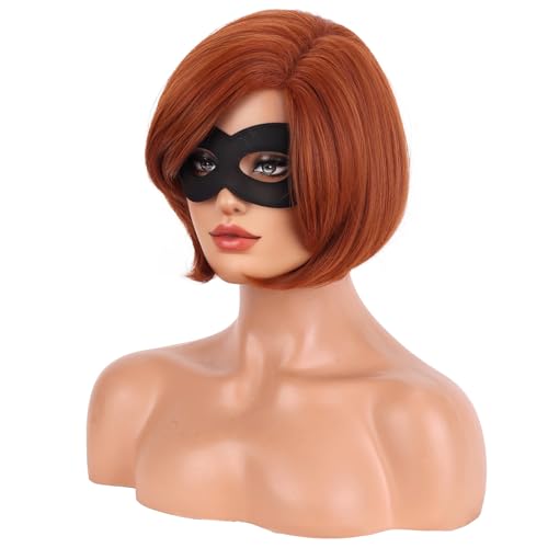 BERON Women Girls Short Bob Straight Dark Orange Wig Halloween Cosplay Wig Anime Costume Party Wigs - Image 3