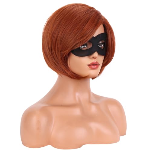 BERON Women Girls Short Bob Straight Dark Orange Wig Halloween Cosplay Wig Anime Costume Party Wigs - Image 2