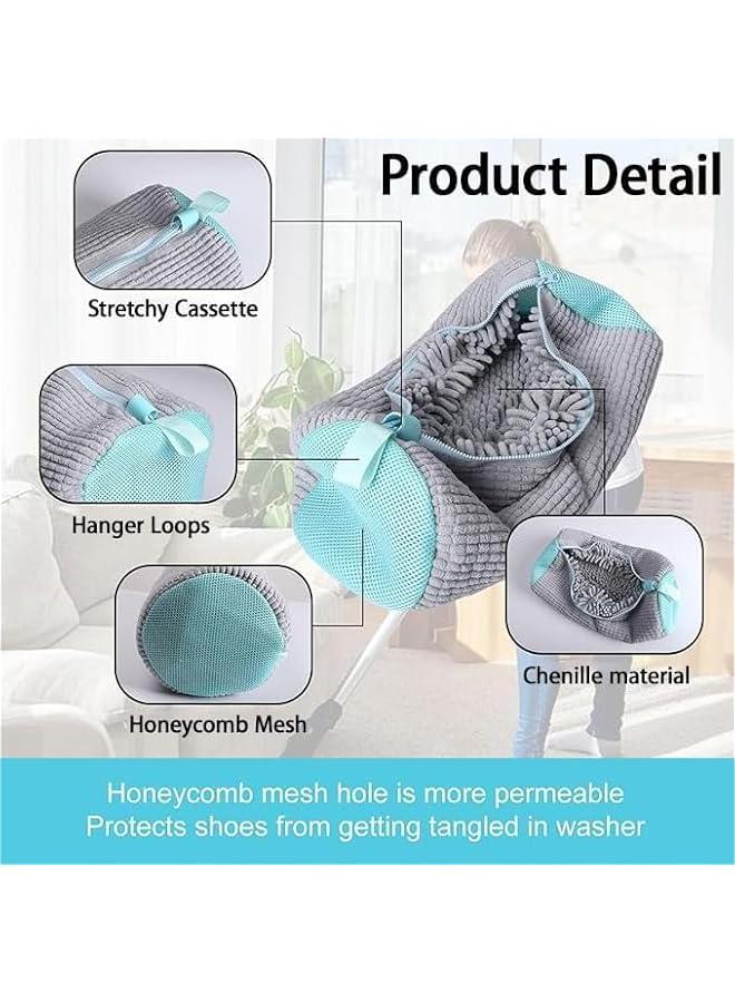 HOOKOR 2 Pack Shoe Washing Bag for Washing Machine, Portable Shoe Care Bag Shoe Bag Washing Machine, Deep Cleaning Shoe Bag, Reusable Shoe Washing Bag for All Shoe Types and Sizes (Grey) - Image 4