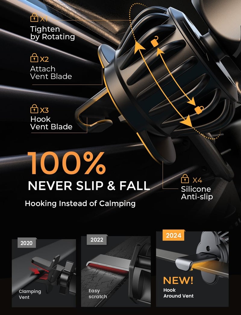 AINOPE Car Vent Phone Mount Holder for iPhone 17 Pro Max Car Mount [Drop-in Grip] Phone Holders for Your Car Air Vent Interior Accessories Gifts for Men for iPhone 17 Pro Max 16 15 14 Galaxy S26 - Image 5