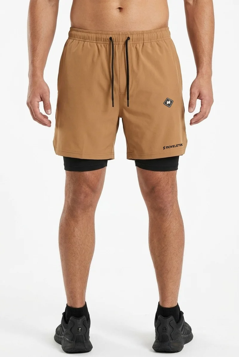 Moveletix  Men's Training Shorts Brown for Men | Best Price UAE