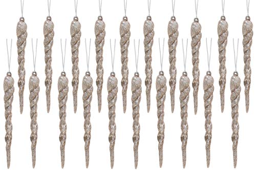 Christmas Concepts 120mm 48 Glitter Icicle Decorations Christmas Tree Trims CHAMPAGNE 20