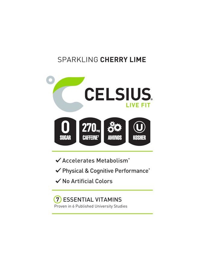 CELSIUS أساسيات، شرب ليمون الكرز الفوار، مشروب الطاقة للأداء 16 أونصة سائلة (عبوة من 12) - Image 4