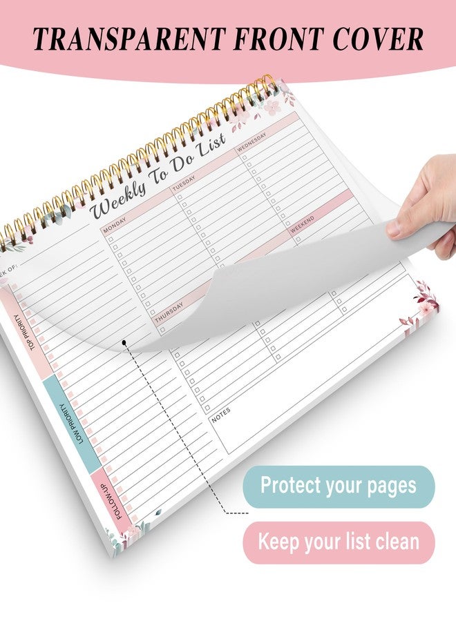 Kamoy Weekly To Do List Notepad with 52 Undated Sheets（8.5"×11"）- Undated Weekly Desk Planner for Women & Man, School/Office Supplies - Whispering Petal - Image 5