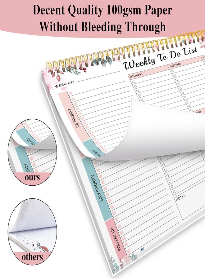 Kamoy Weekly To Do List Notepad with 52 Undated Sheets（8.5"×11"）- Undated Weekly Desk Planner for Women & Man, School/Office Supplies - Whispering Petal - Image 4