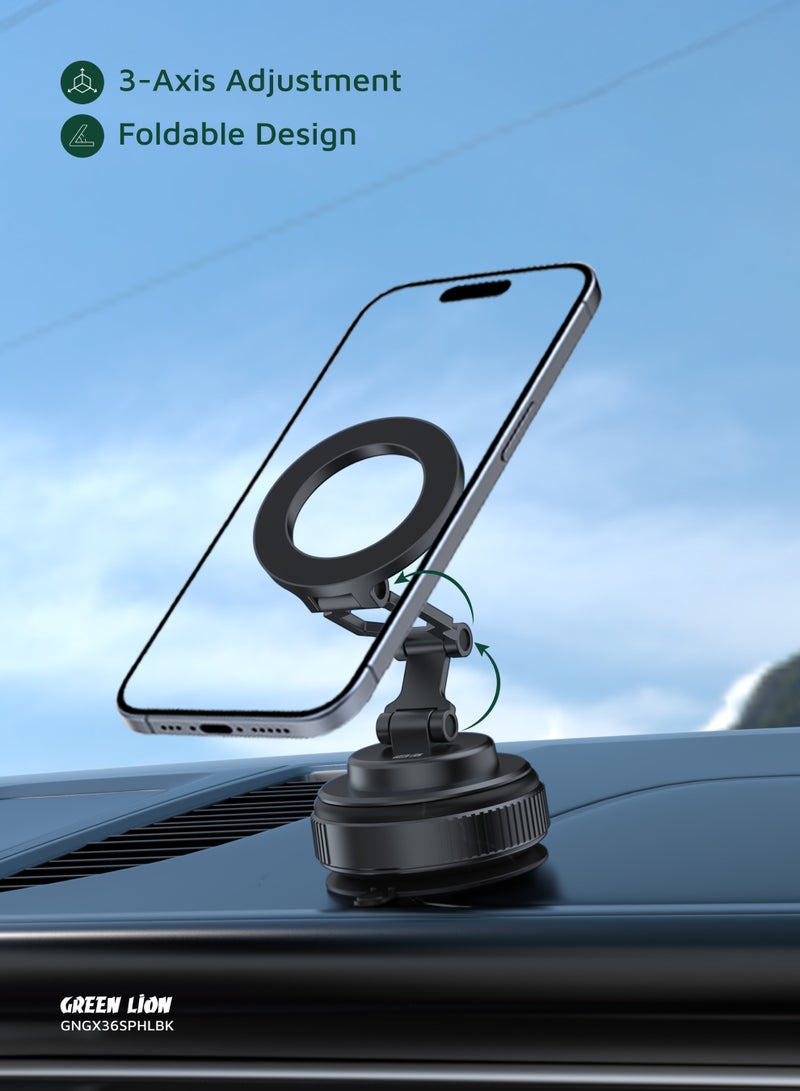 GREEN LION GX-36 Suction Phone Holder with 360° Rotation and Foldable Design / Manual Rotary Base / Mobile Phone Holder / Car Phone Mount / 3-Axis Adjustment - Grey - Image 4