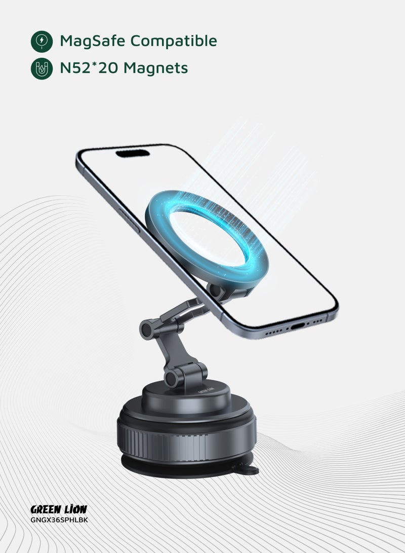 GREEN LION GX-36 Suction Phone Holder with 360° Rotation and Foldable Design / Manual Rotary Base / Mobile Phone Holder / Car Phone Mount / 3-Axis Adjustment - Grey - Image 3