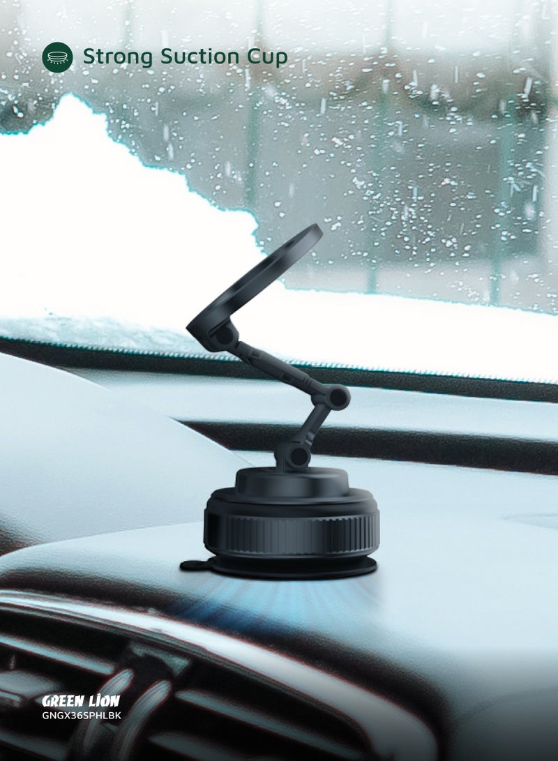GREEN LION GX-36 Suction Phone Holder with 360° Rotation and Foldable Design / Manual Rotary Base / Mobile Phone Holder / Car Phone Mount / 3-Axis Adjustment - Grey - Image 5