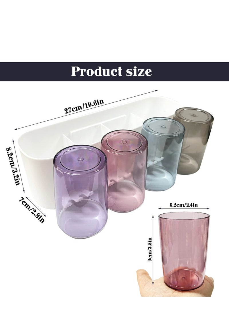 Zikra Toothbrush Holder Wall Mounted, Toothbrush Holder Wall Mounted Set for Bathroom and Vanity Storage Organizer, 4 Brush Slots 4 Cups Bathroom Accessories for Bathroom Decor - Image 3