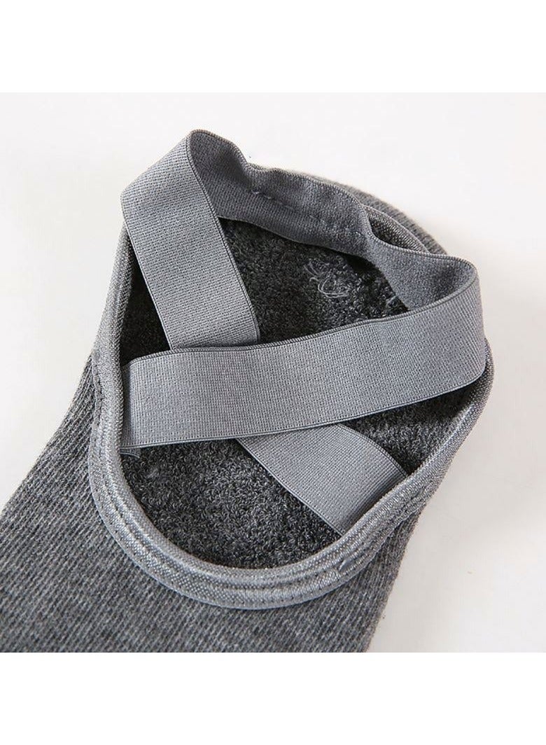 Generic Women Bandage Yoga Socks Backless Silicone Anti-slip Pilates Ballet Dance Cotton Socks Sport Gym Workout Slipper Grip Sock - Image 2