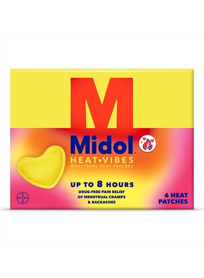 Midol Heat Vibes Menstrual Pain Relief Heat Patches - 6 Count Pack for Period Cramps and Backache - Image 1